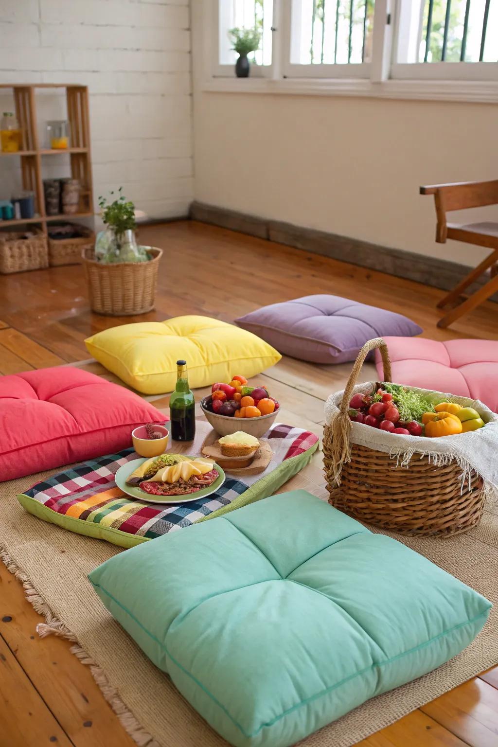 A comfortable and stylish seating arrangement perfect for a relaxed gathering.