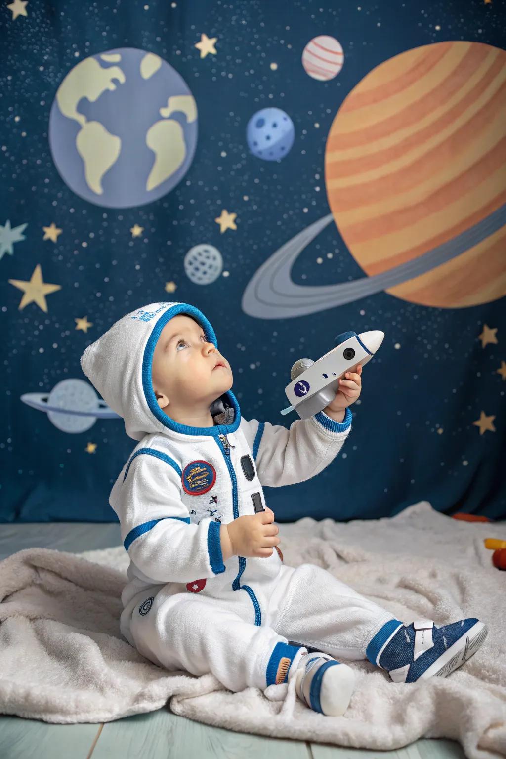 A space explorer attire for a cosmic inaugural Halloween escapade.