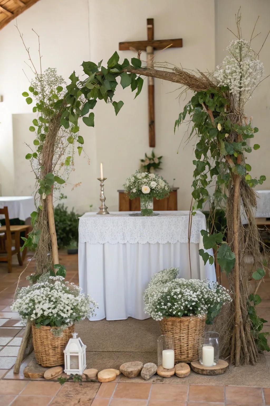 Nature-inspired components introduce an authentic and harmonious touch to the decor.