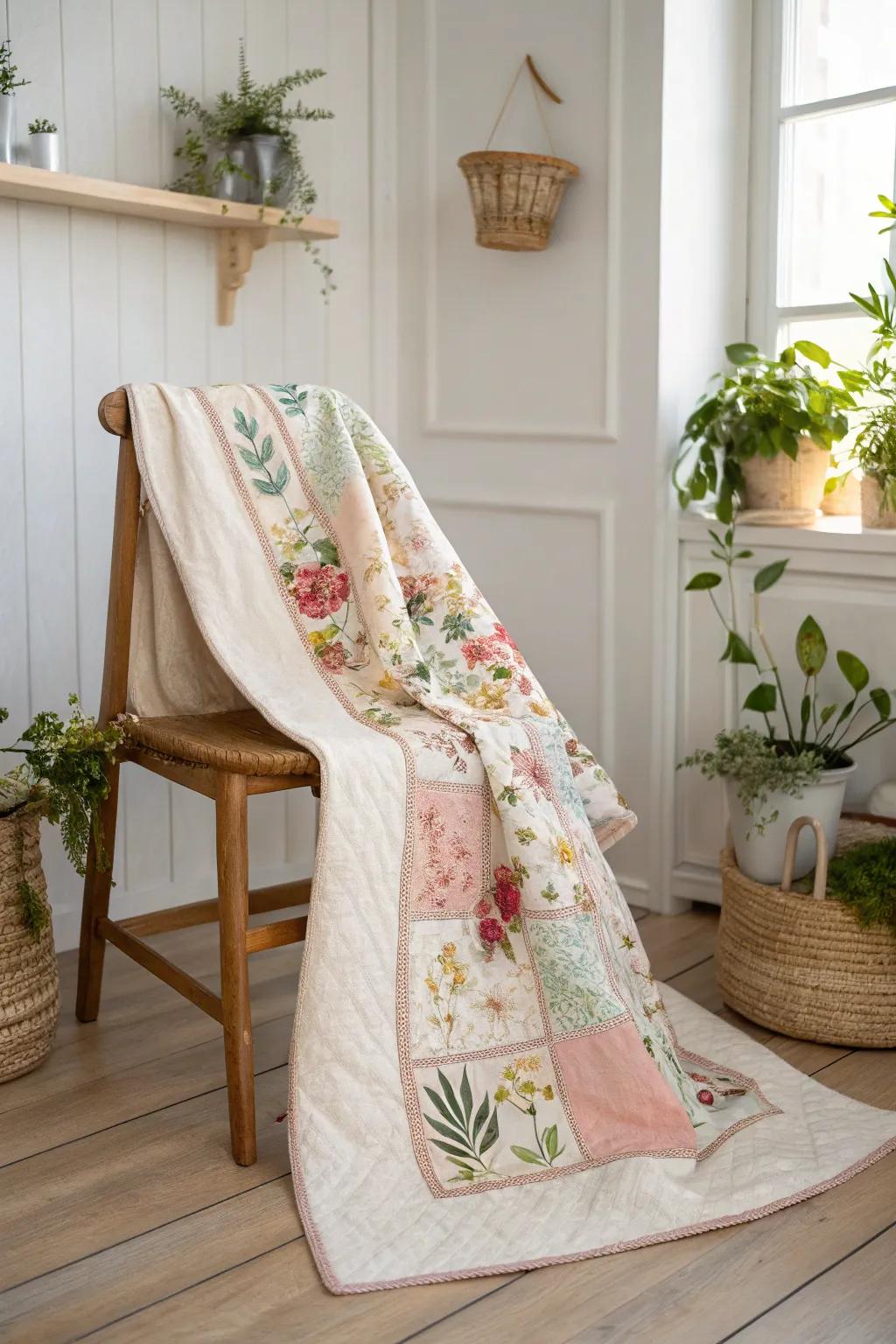 Envelop yourself in the enchanting beauty of a floral medley magic quilt where every stitch narrates a tale of nature's elegance.