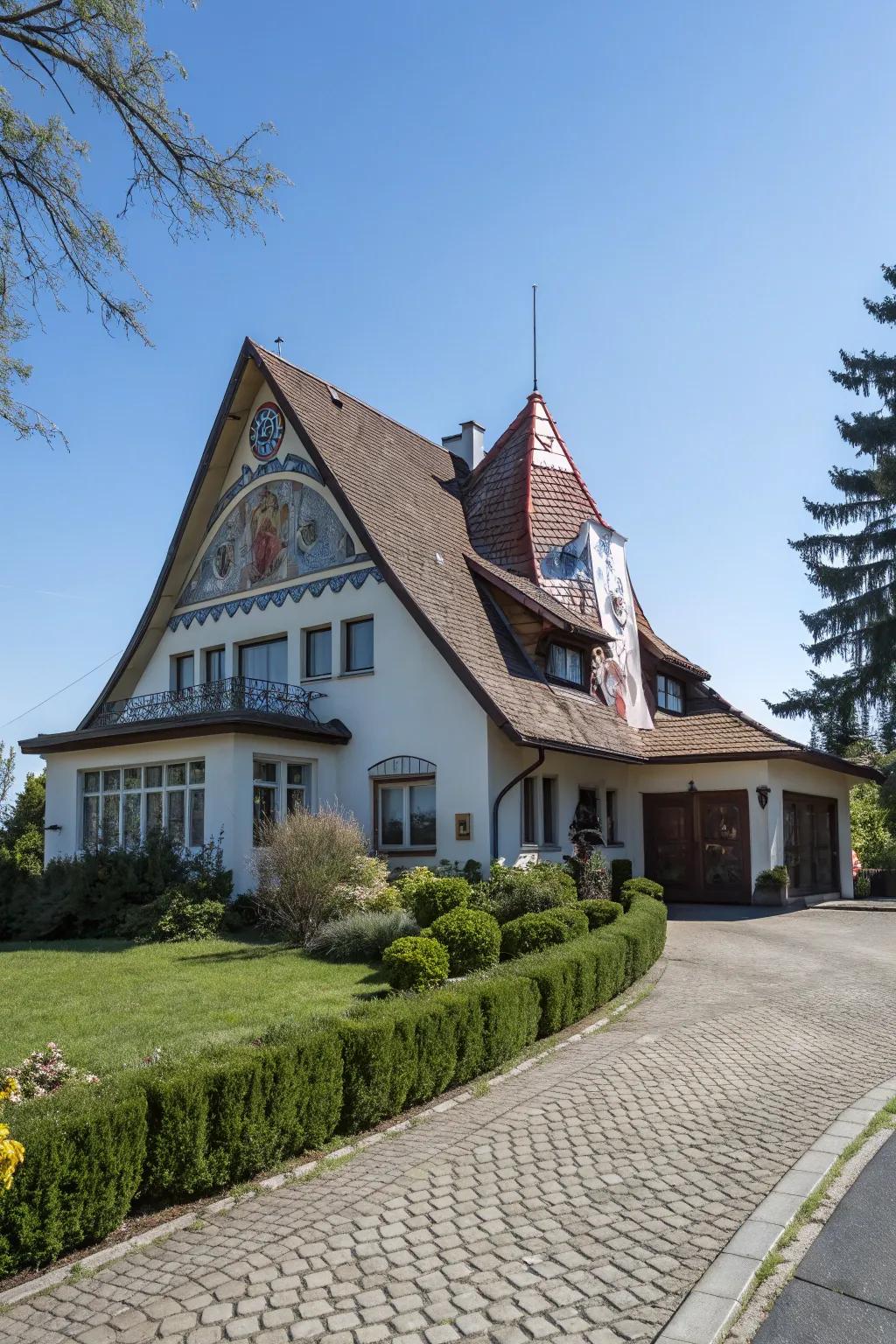 A striking roofline that defines the home's character