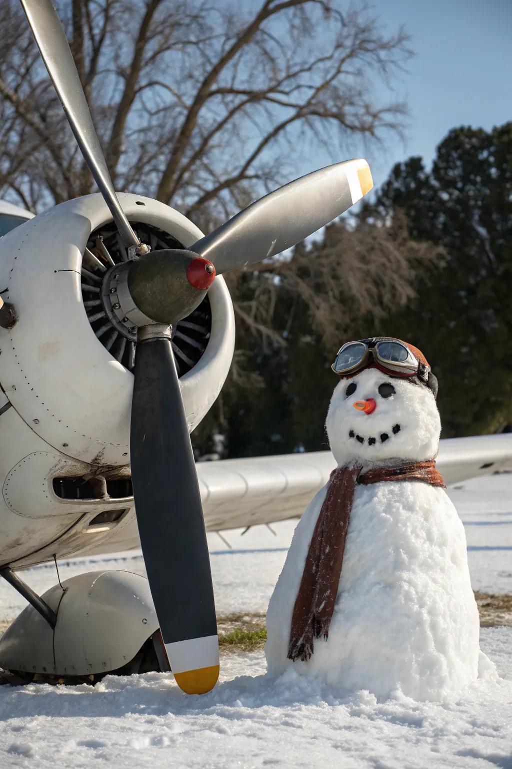 A snow-figure prepared for a winter flight.