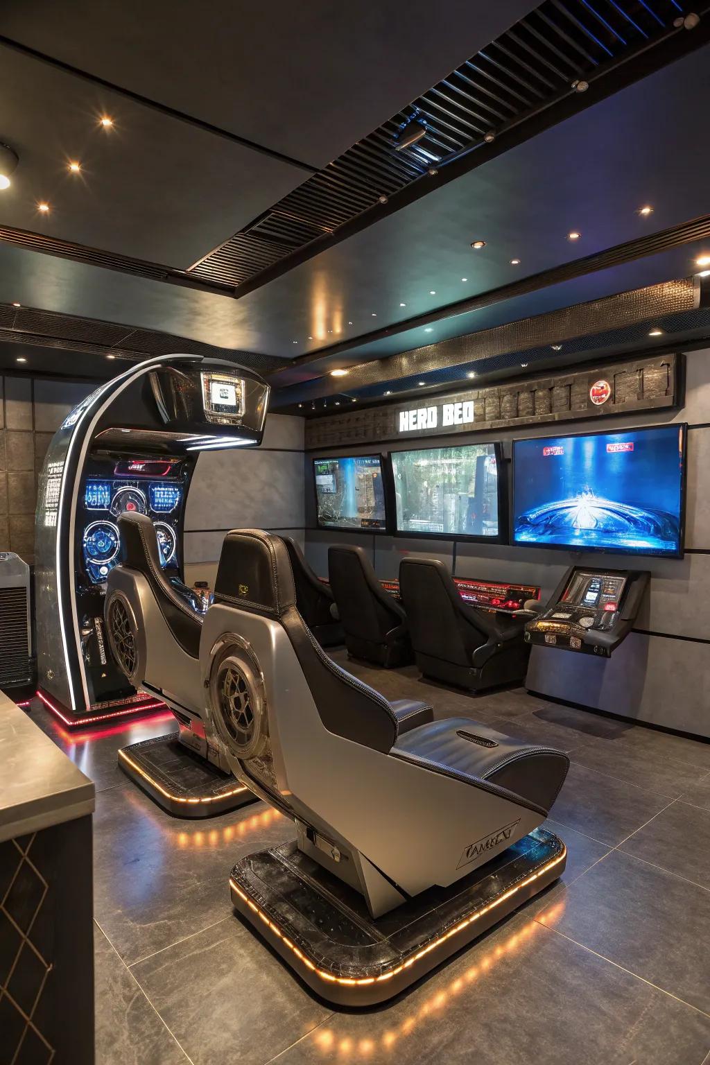 A futuristic motif transforms this space into a tech-lover's dream.