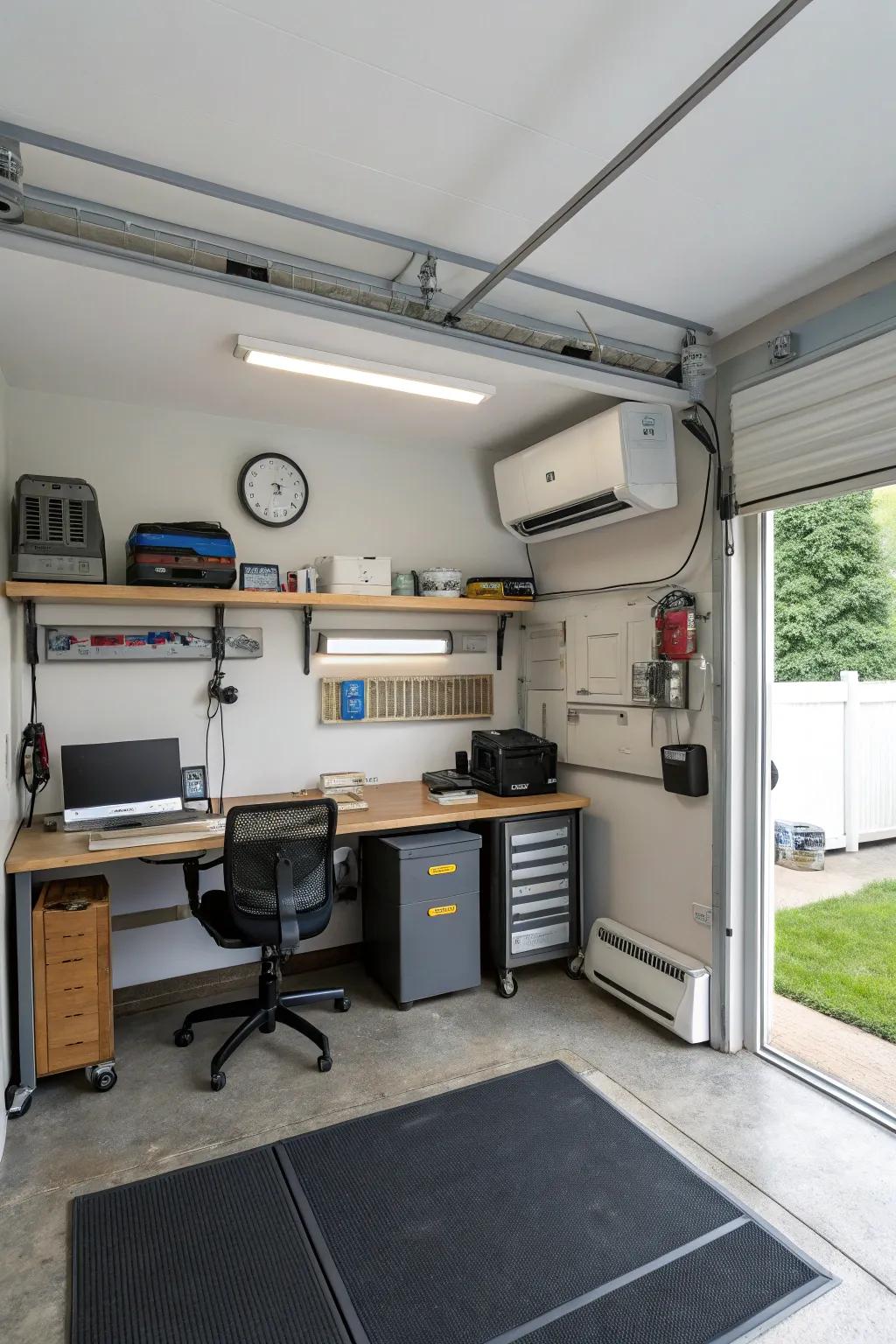 Climate control ensures your garage office is comfortable in any season.
