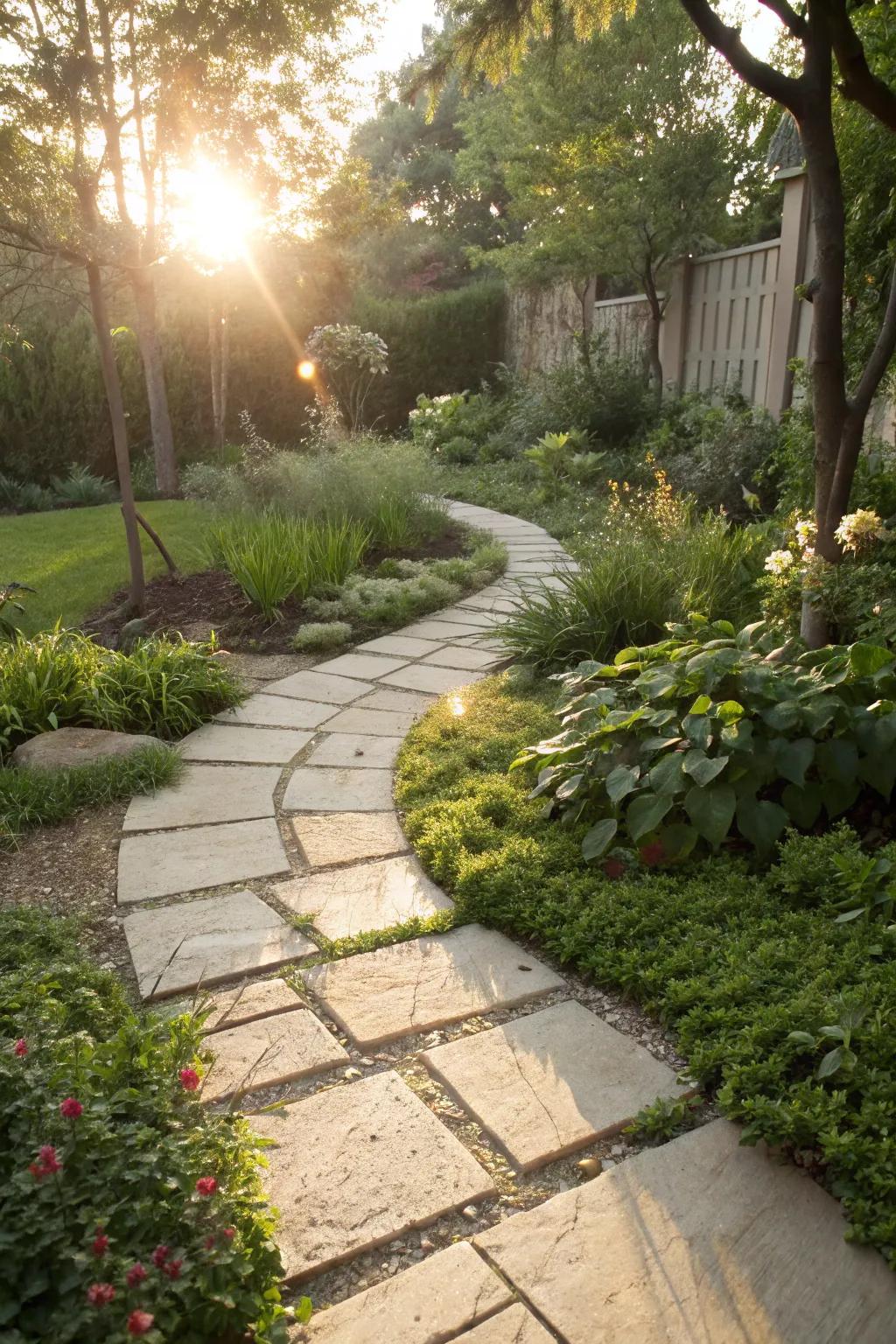Light materials brighten and enlarge garden sectors.