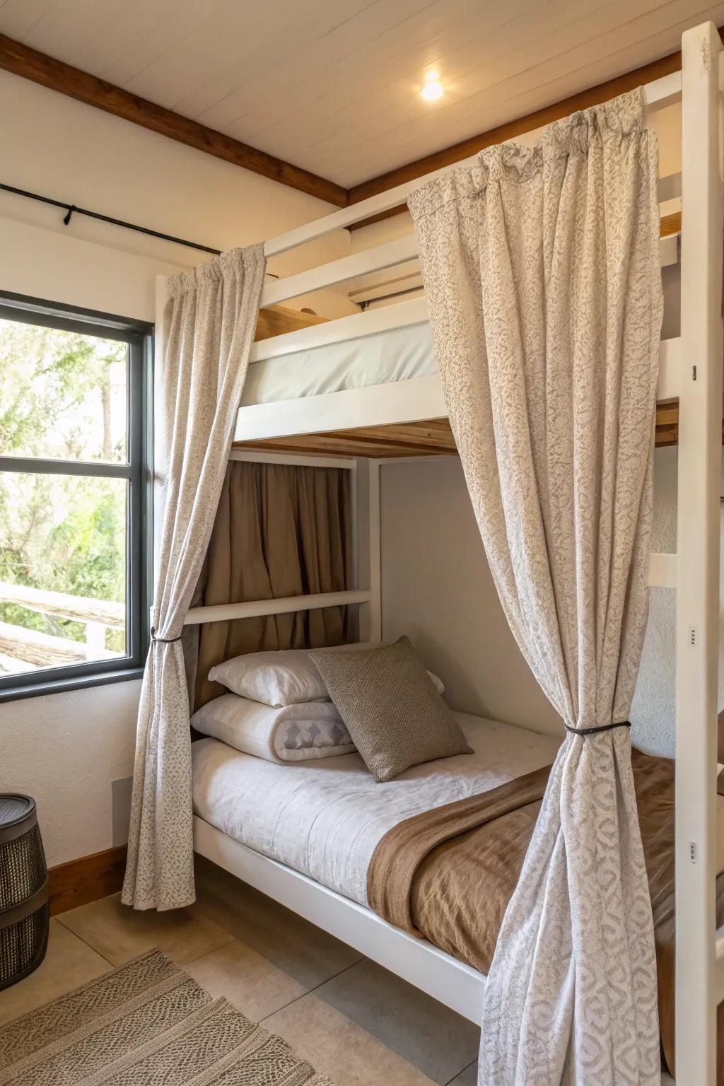 Curtains add privacy and a touch of elegance.