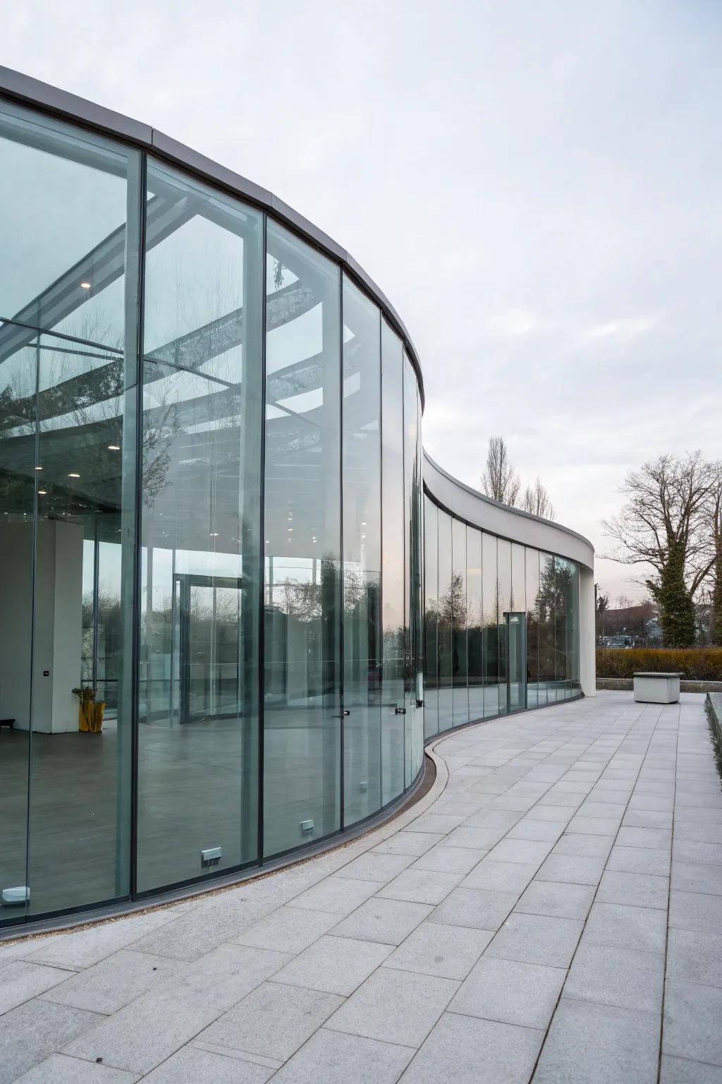 Curved glass that introduces a unique touch to modern design.