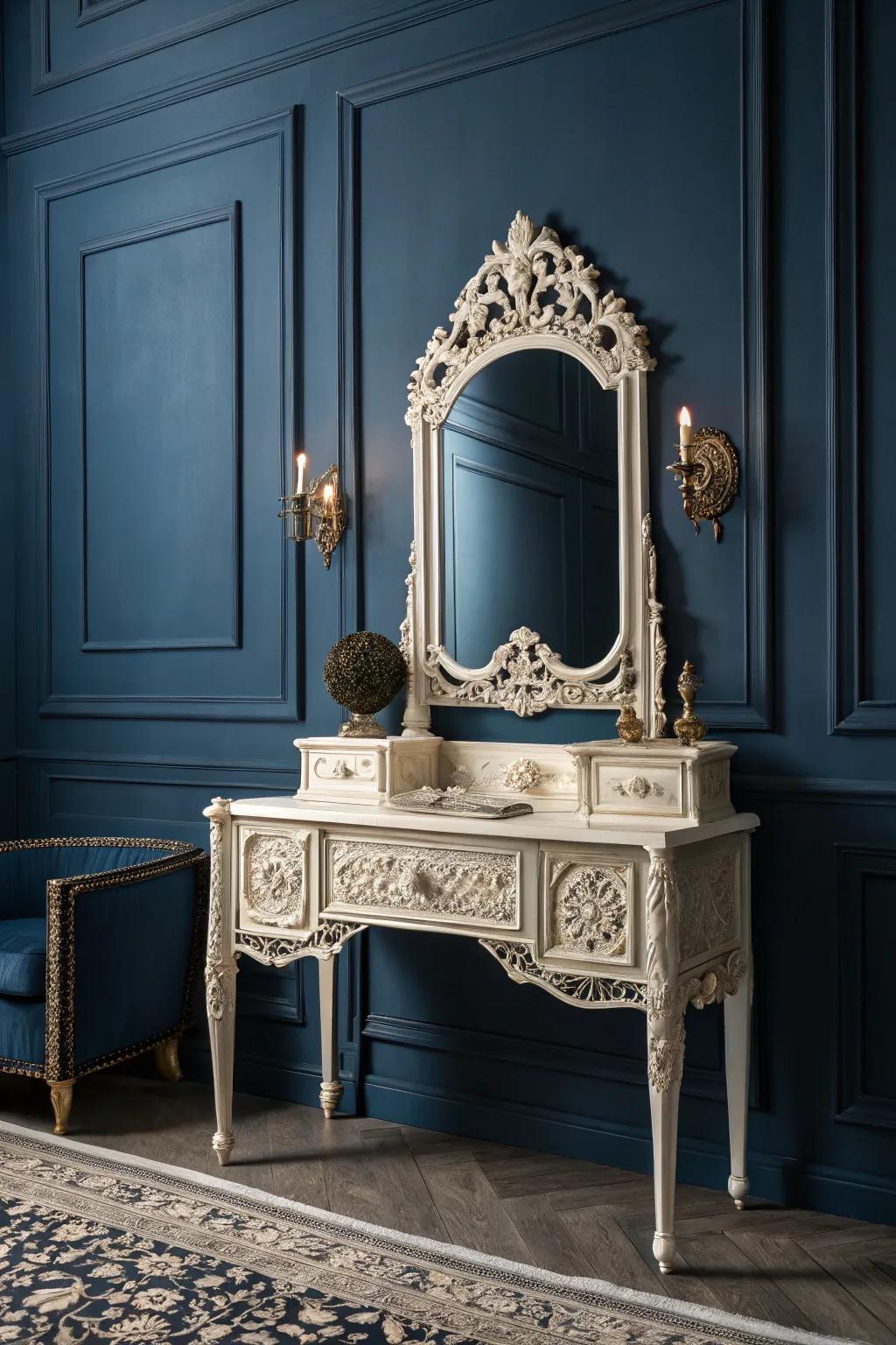 Dark colors create a rich, dramatic atmosphere.