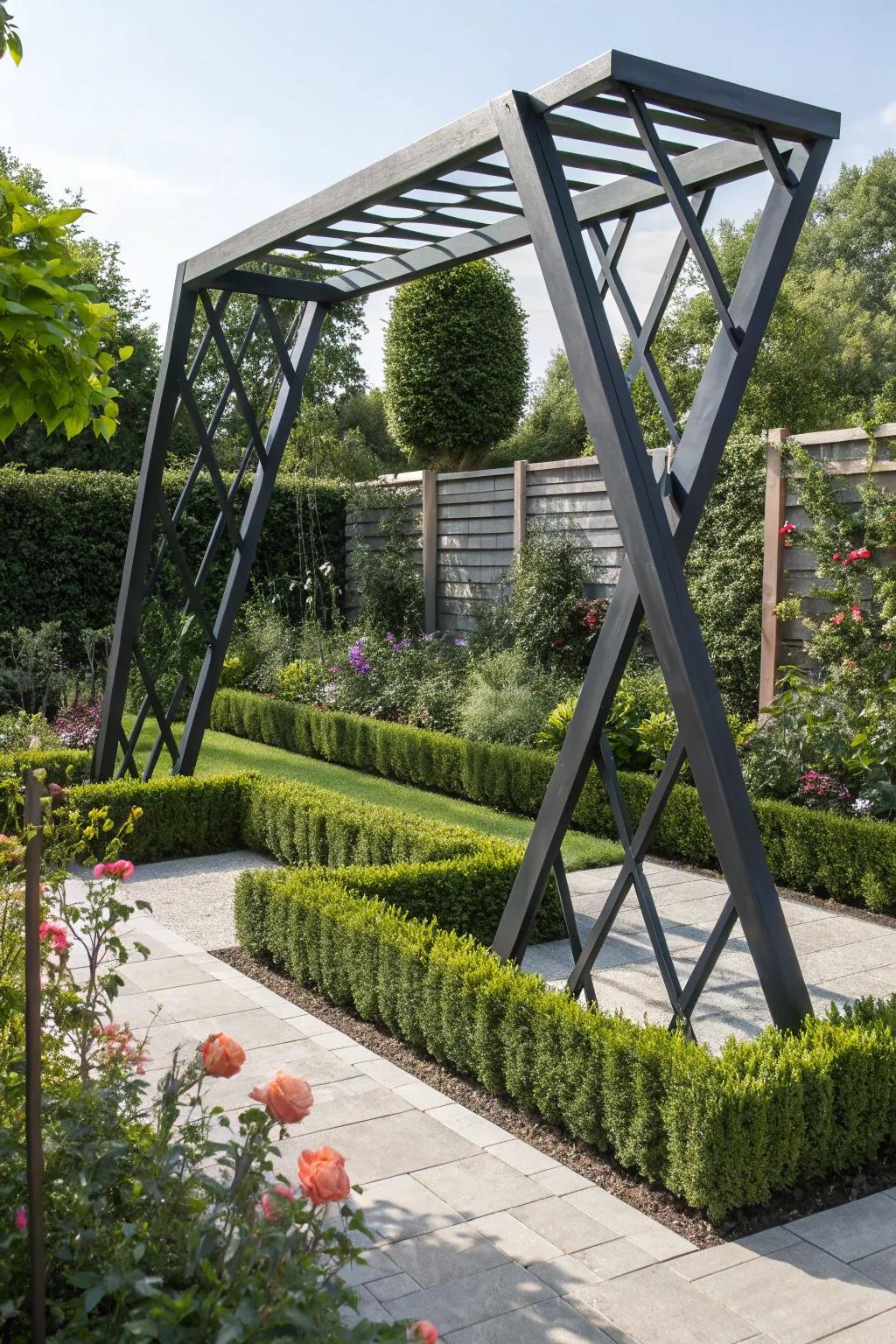 Geometric trellises deliver a modern and artistic garden component.