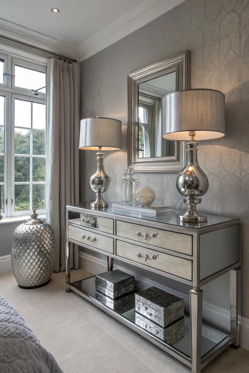 Metallic accents add a touch of glamour.