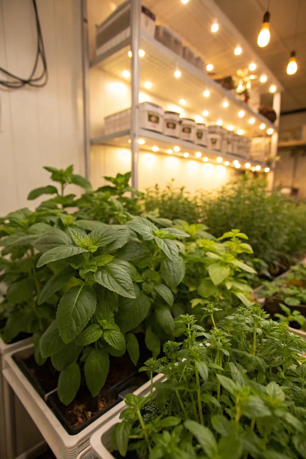 Aromatic herbs add beauty and scent to your indoor garden.