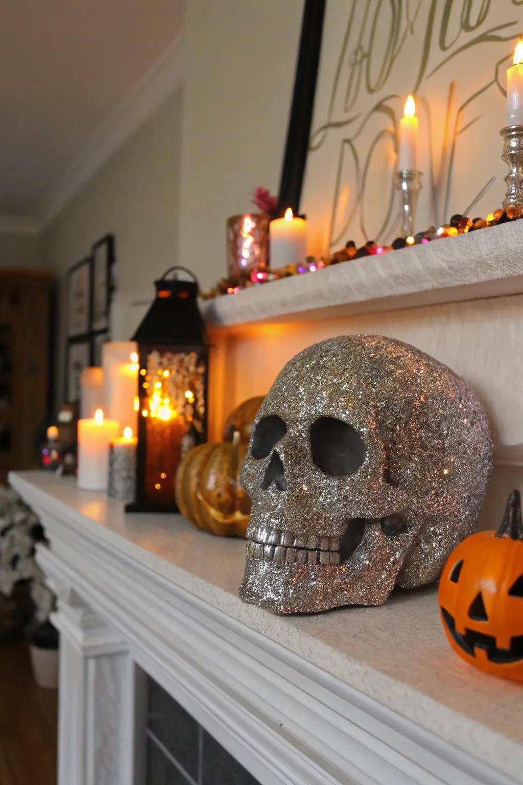 Sparkly skull artwork infuses glamour into Halloween