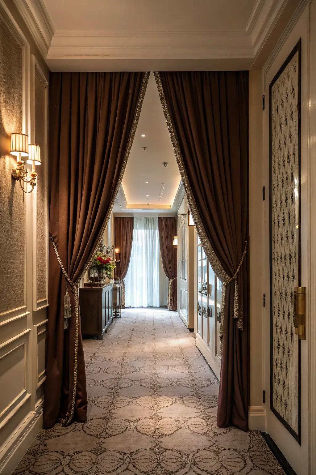 Add warmth and flexibility with curtain-covered closets.