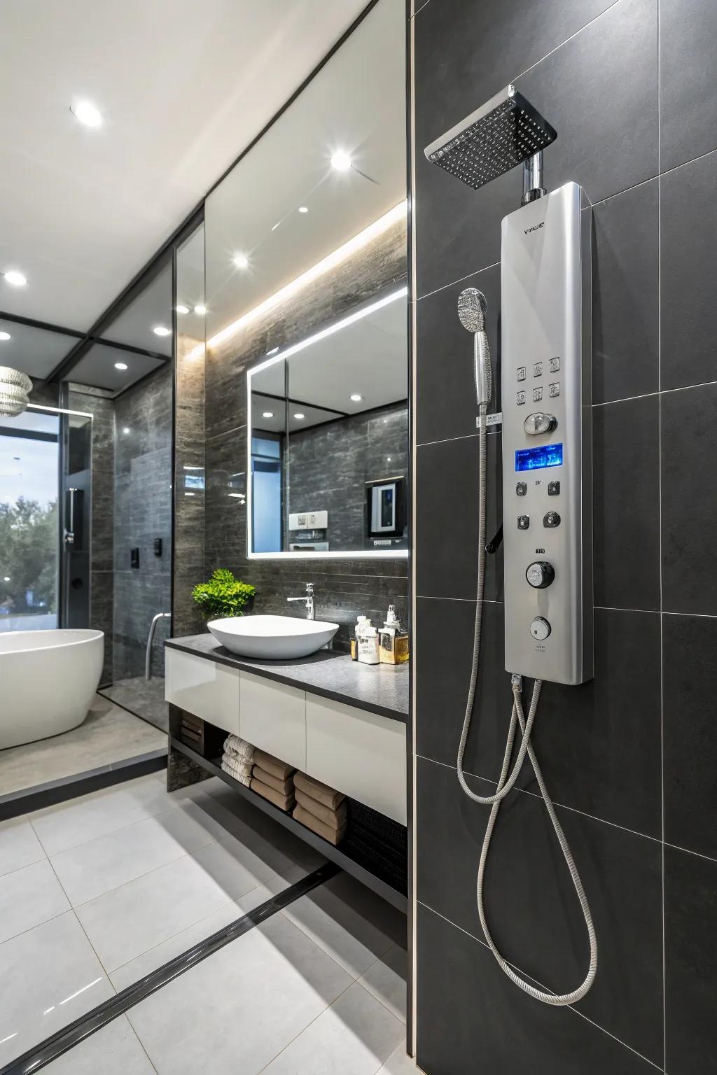 Savvy tech transmutes your hand shower into a futuristic feature.