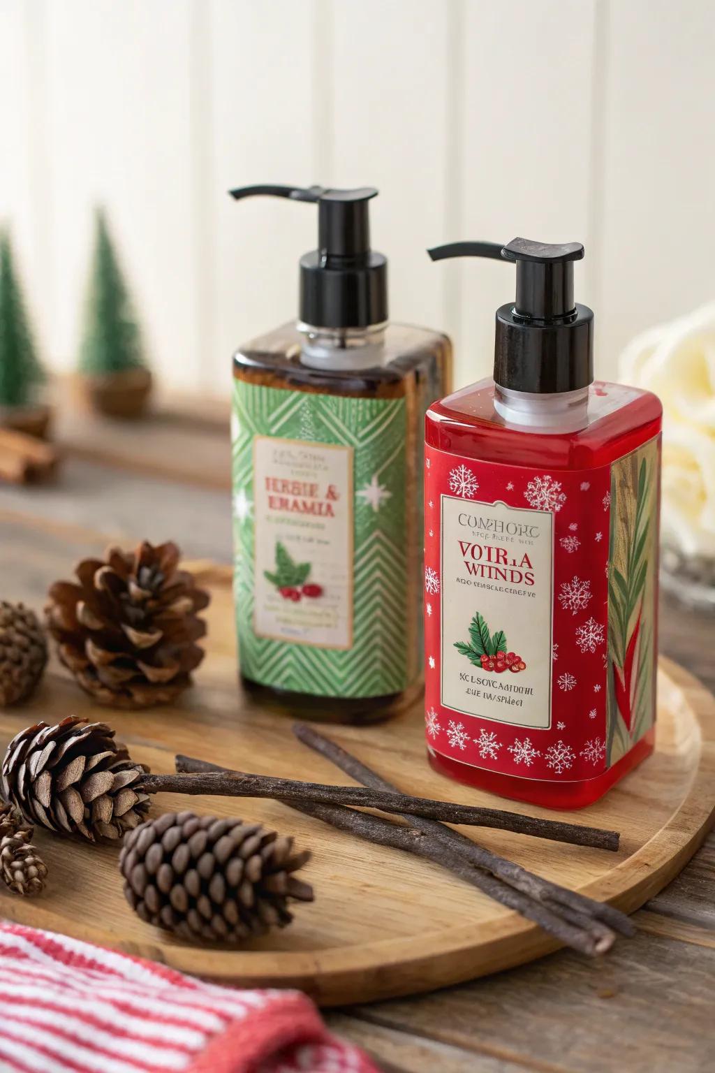 A delightful pairing of holiday-scented hand soaps