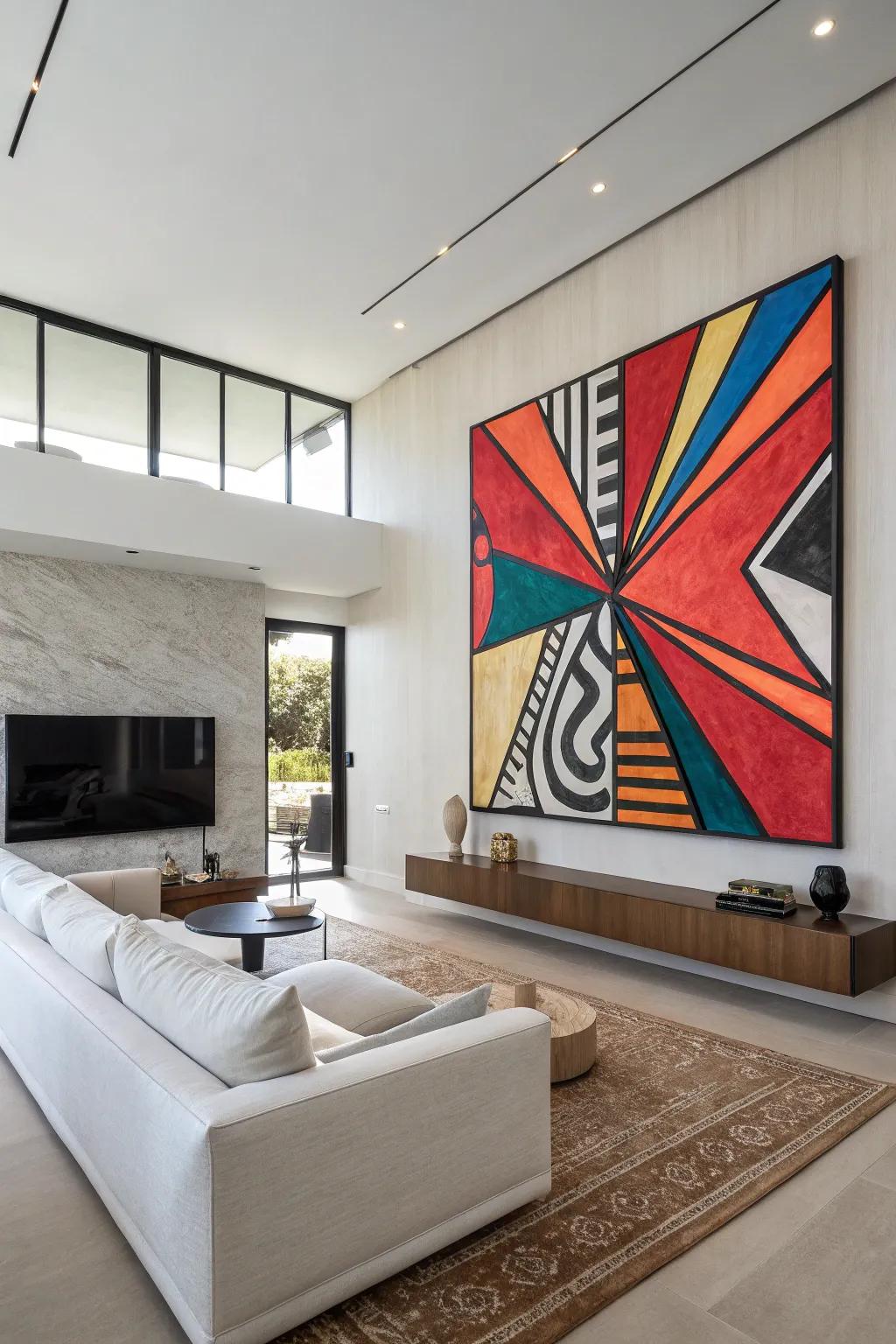 Over-sized art makes a bold and stunning impact.