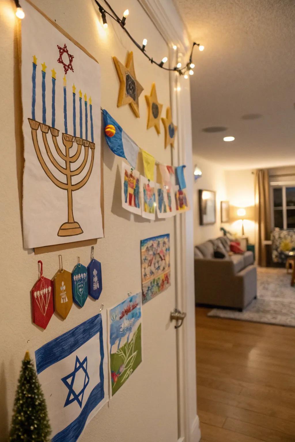 Get inventive with Hanukkah wall graphics.