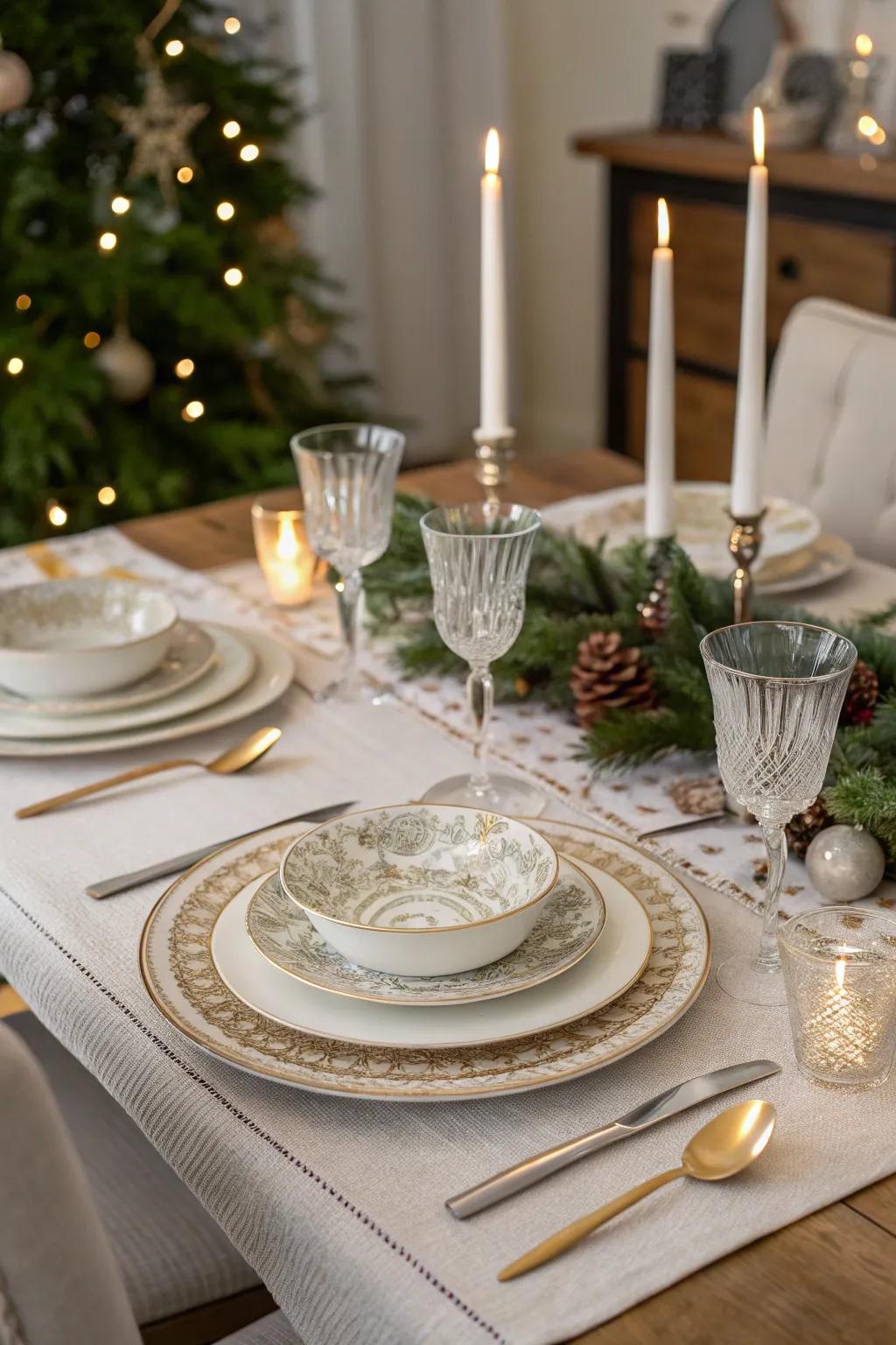 Coordinated dining sets tie your holiday meal space jointly.