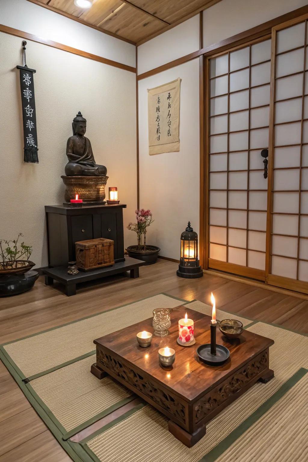 A personal altar adds reverence and a sacred touch to your dojo.