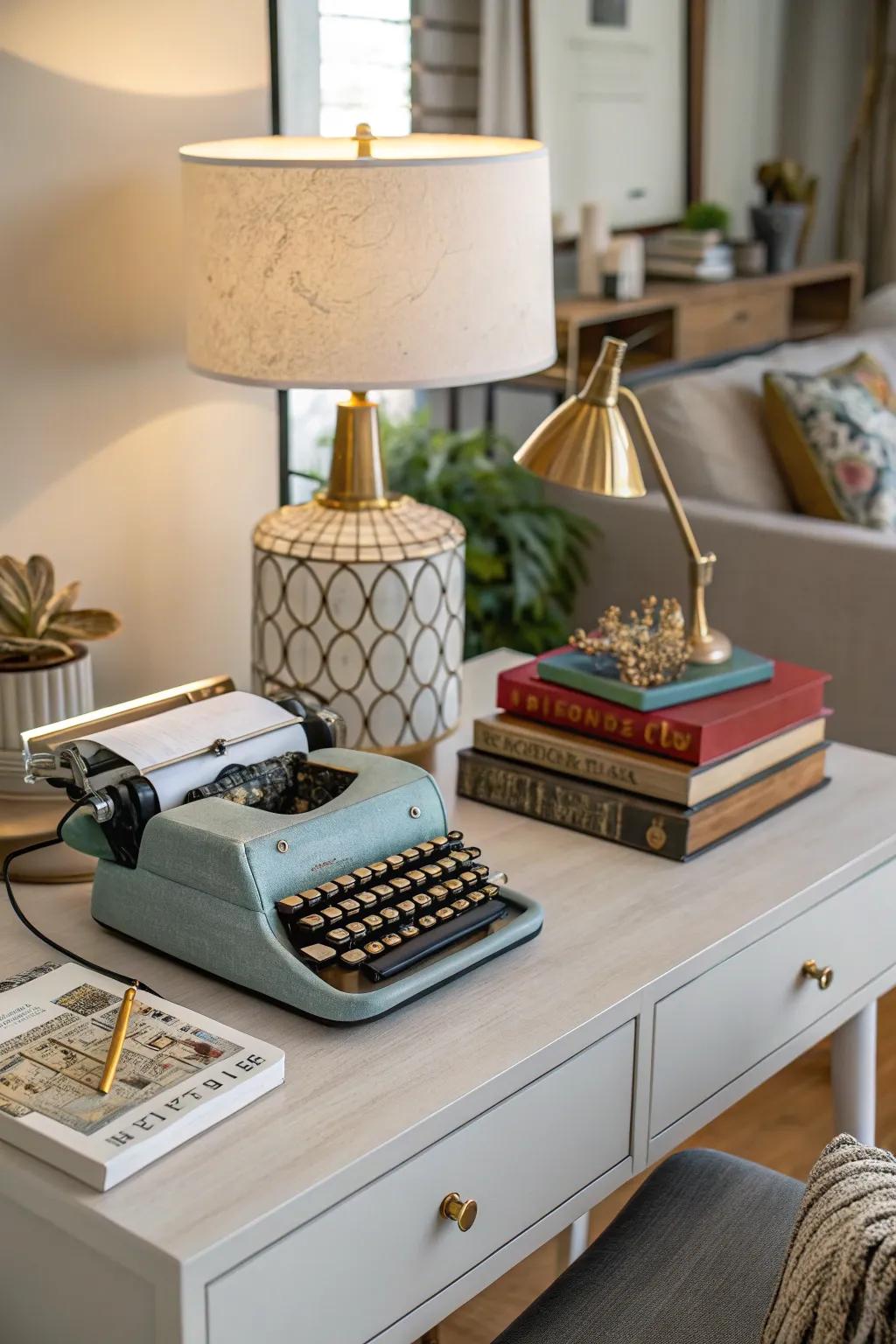 Distinct desk pieces enhance both style and practicality.