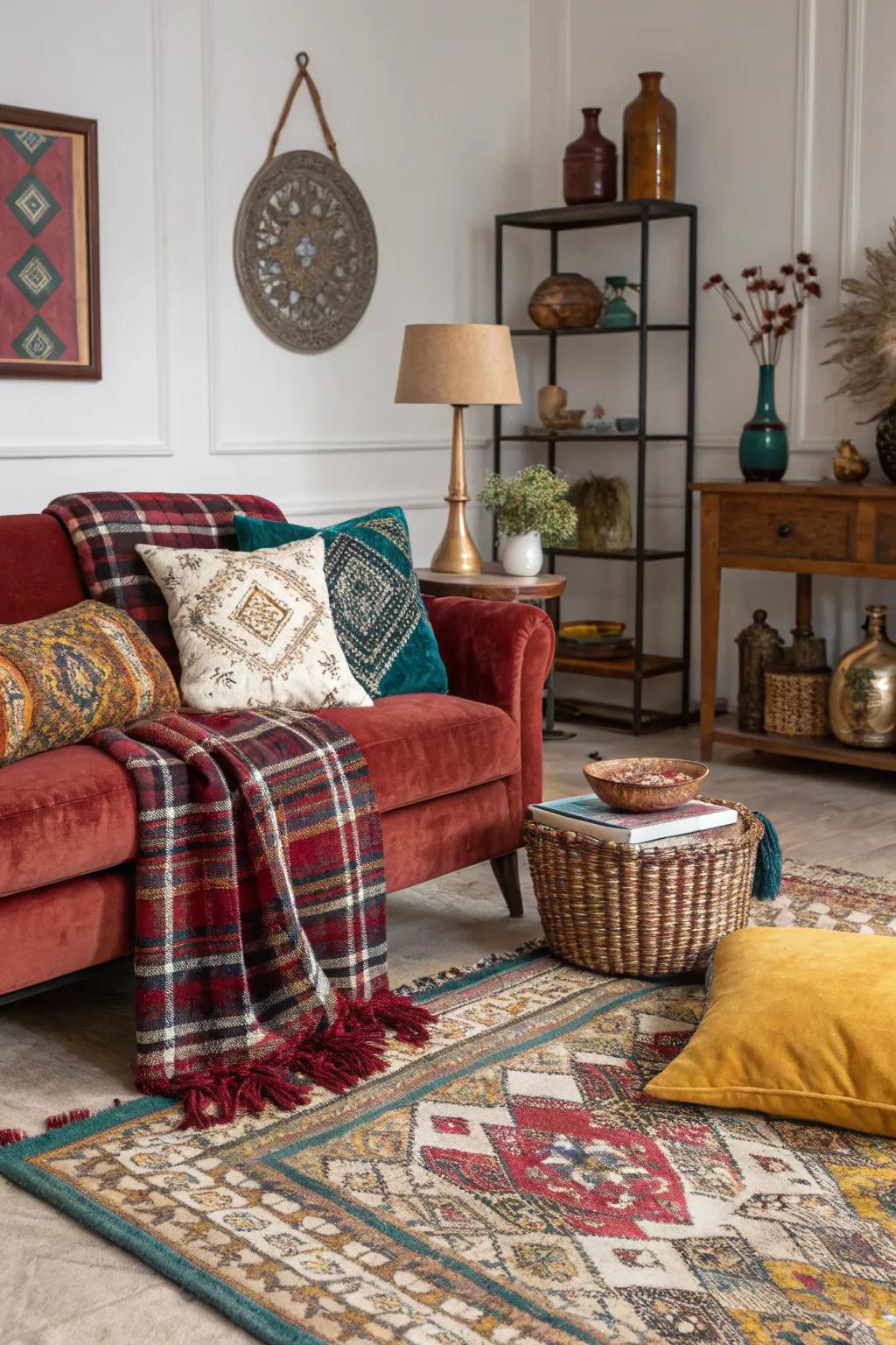 Intermix designs and textures for a visually rich atmosphere.