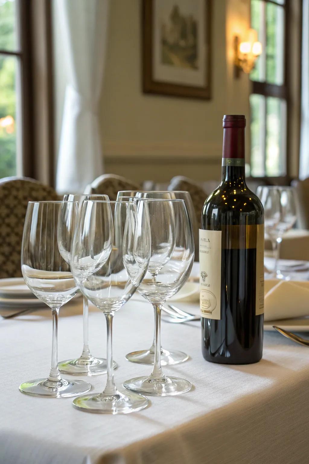 Elegant wine glasses toasting to new beginnings.