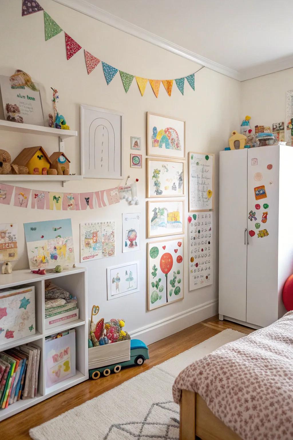 Magnetic walls are both fun and functional for displaying artwork.