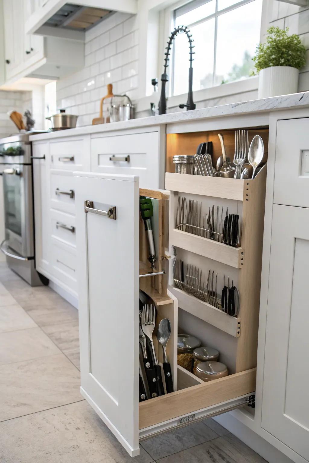 Cabinet sides offer further storage options.