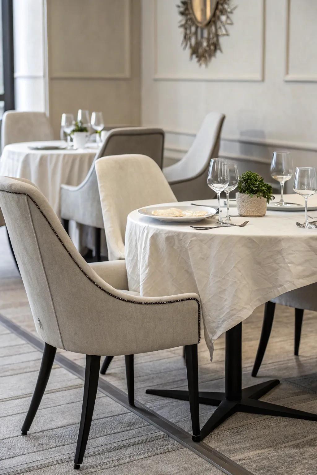 Sleek sophistication with monochrome seating covers.
