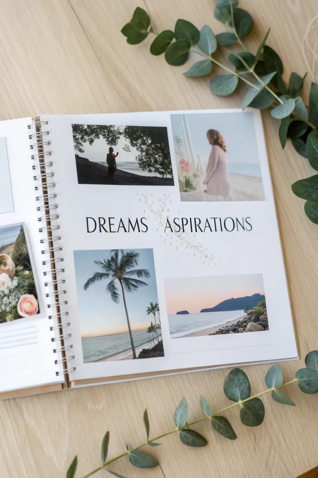 Capture your dreams and goals with a minimalist vision board&mdash;let your journal be the canvas for your aspirations.