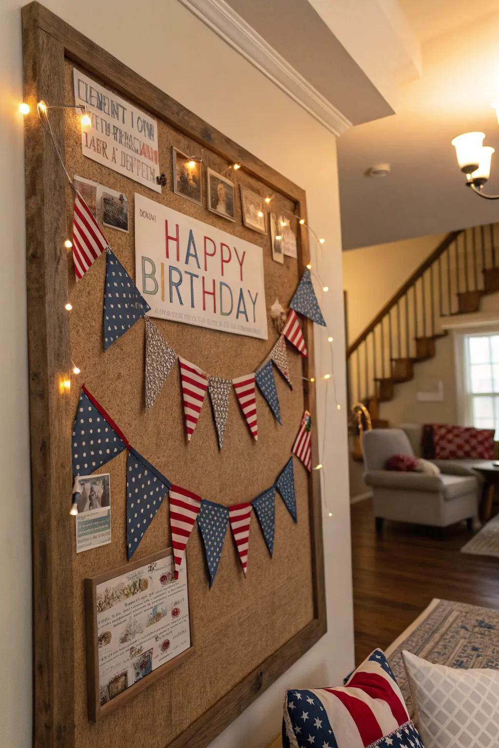 A old school Americana-style birthday board overflowing with nostalgic appeal.