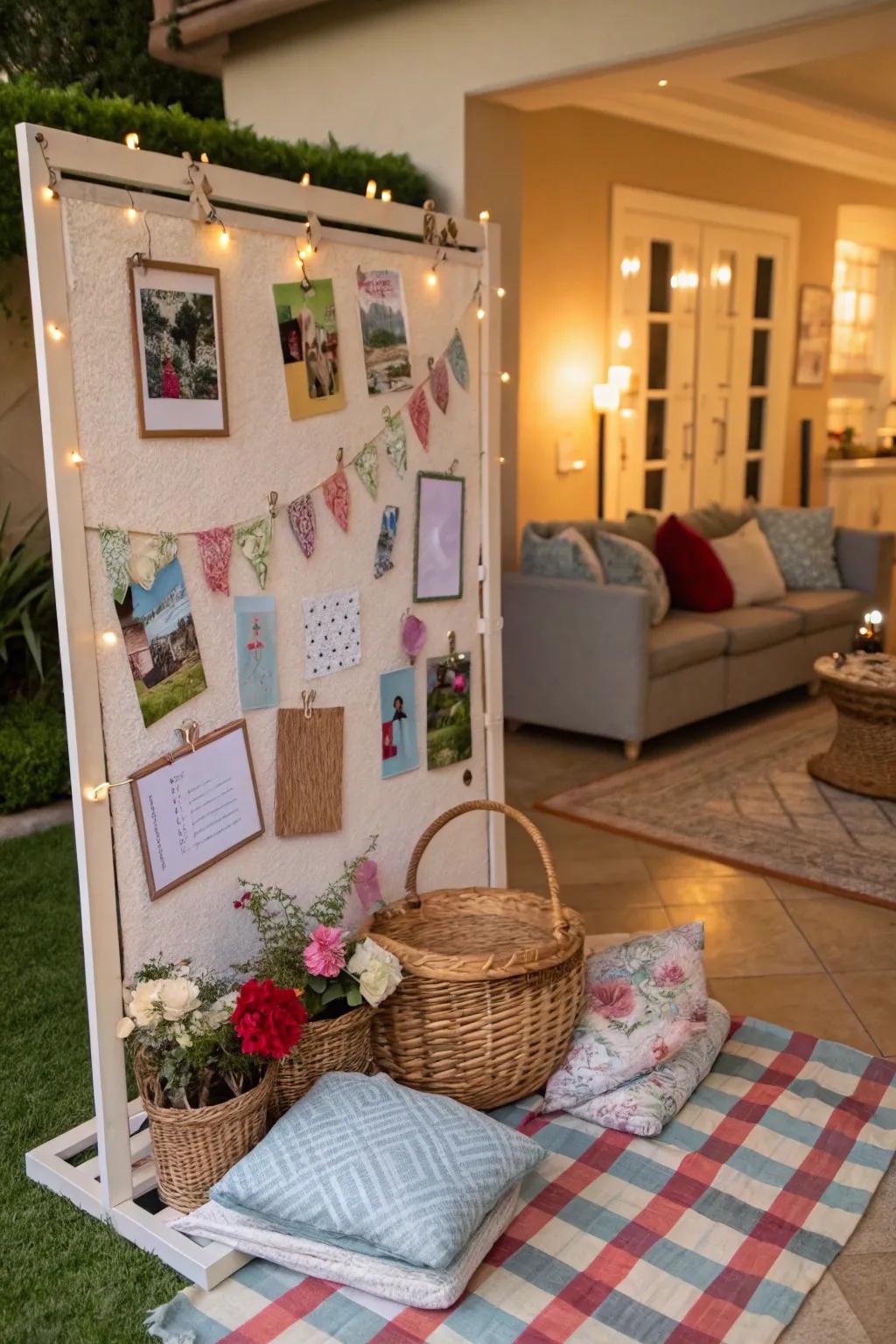 An open-air repast-themed pinboard for gatherings and fun.