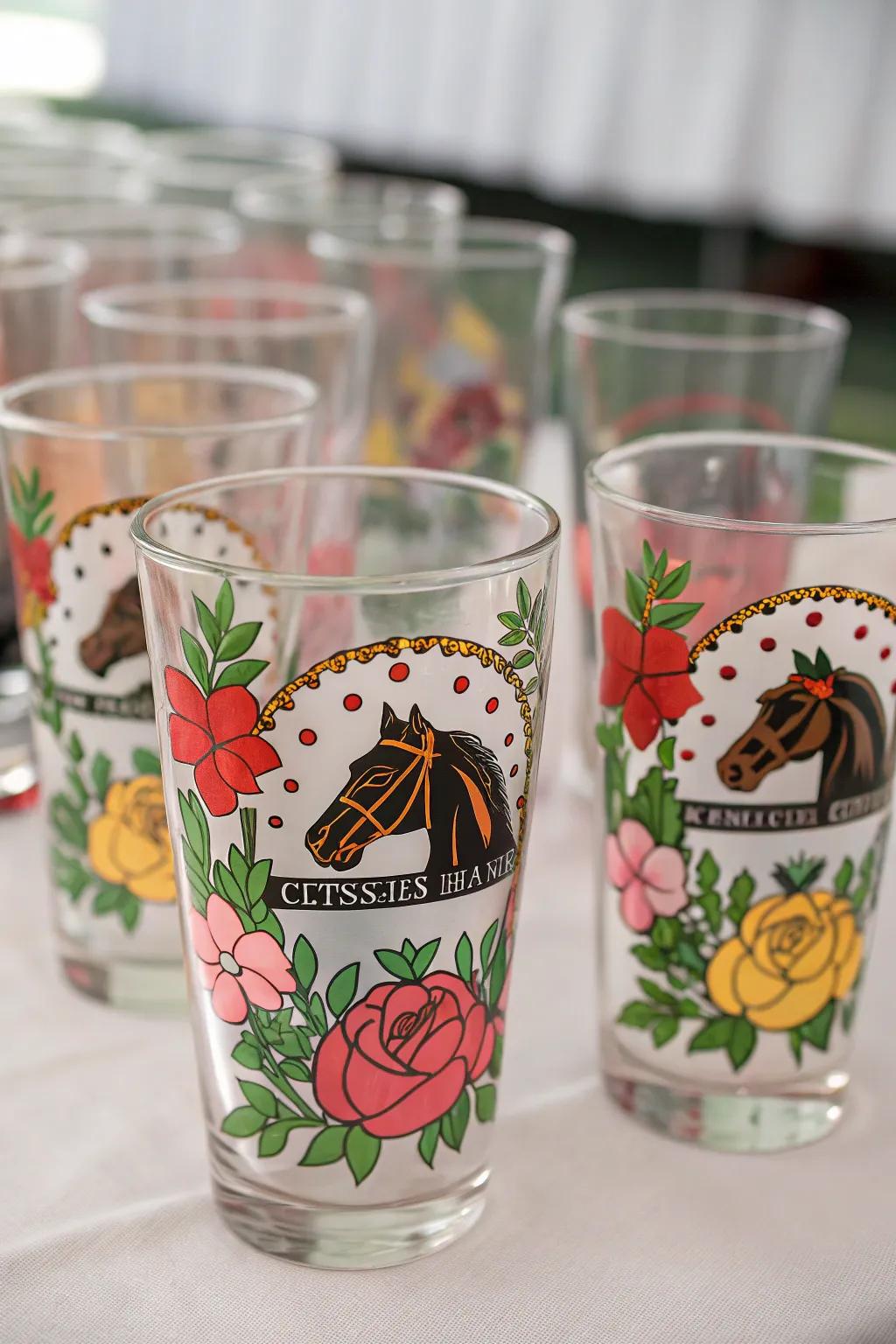 Elegant commemorative glasses make perfect Grand National party favors.