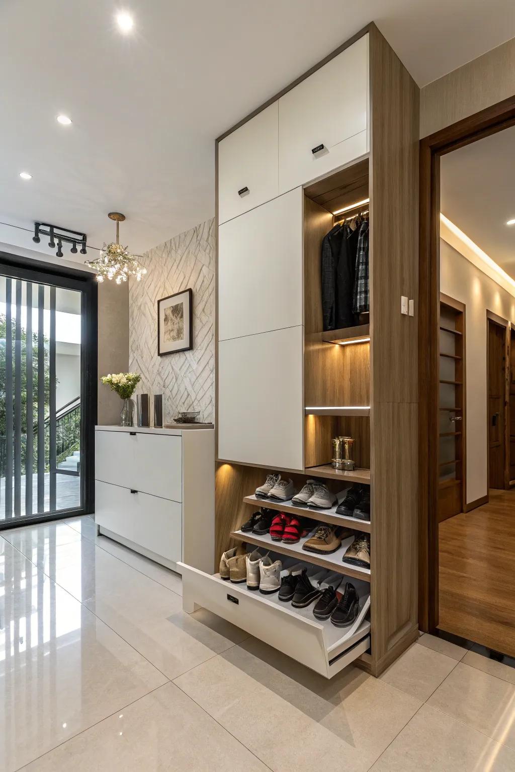 A shoe cabinet helps keep things sleek.
