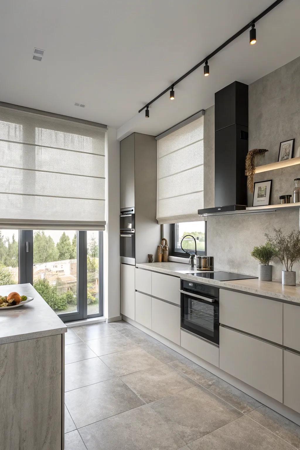 Modern understated shades furnish a neat and streamlined look.