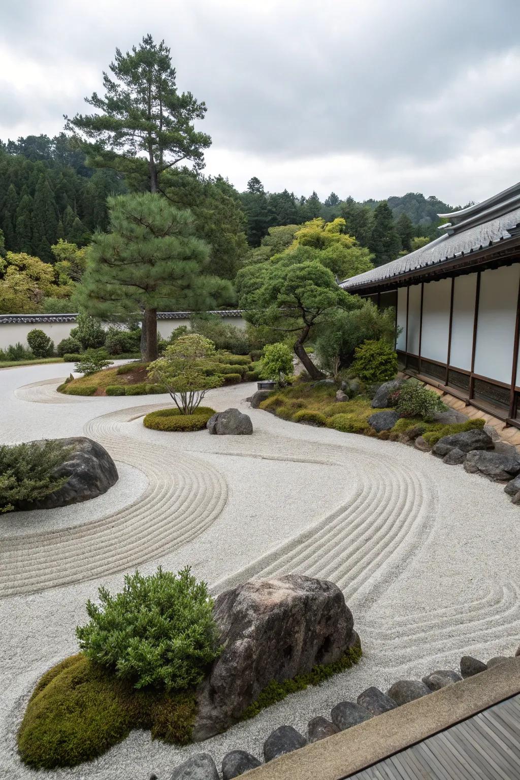 Create a serene escape with a Zen garden island.