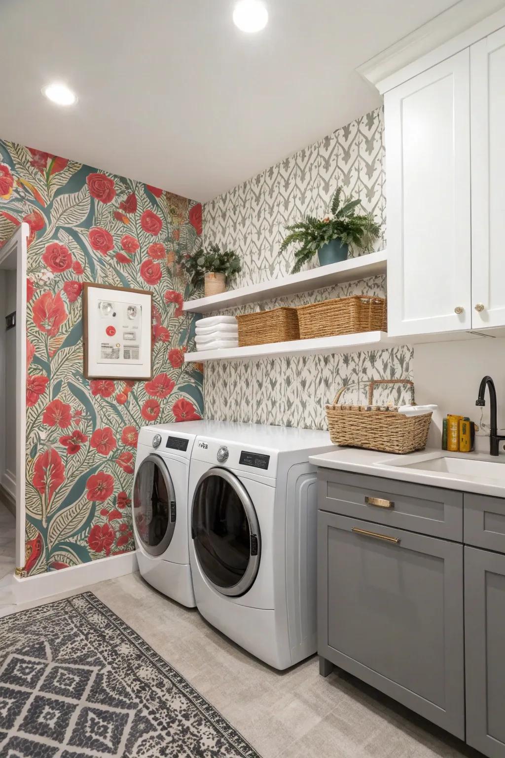 Accent walls add focus and interest to your laundry space.