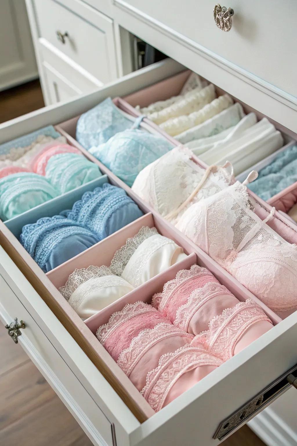 Shade-coding your lingerie adds order and visual appeal.