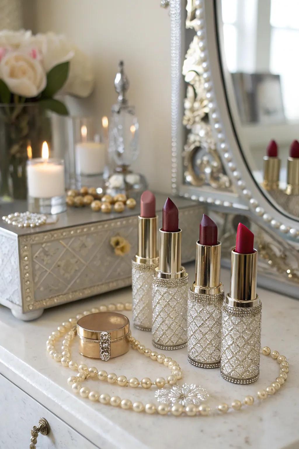Stylish and sustainable, light holders make great lipstick storing.