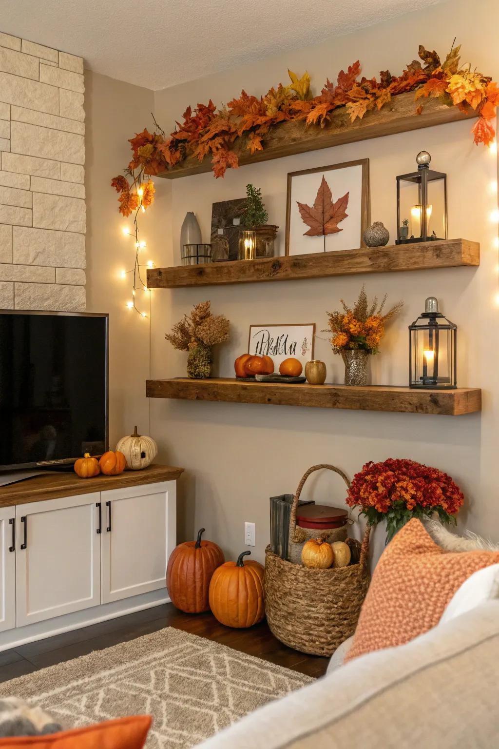 Refresh the spot by using winter screens on shelves.