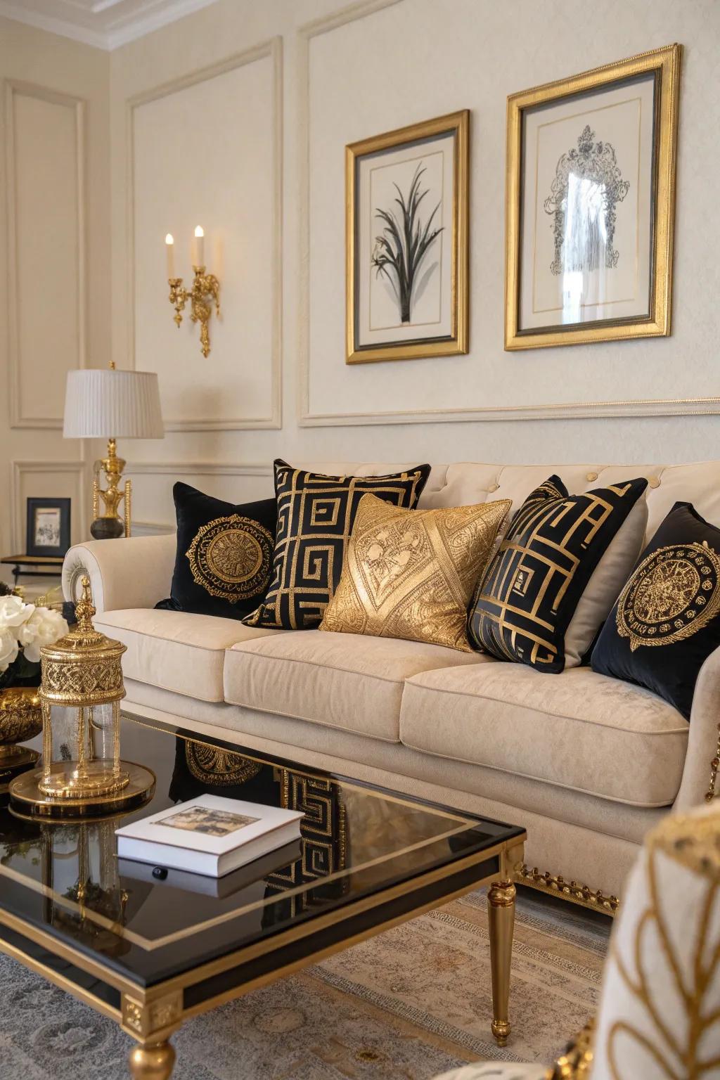 Lavish embellishments enhancing the room&rsquo;s design.