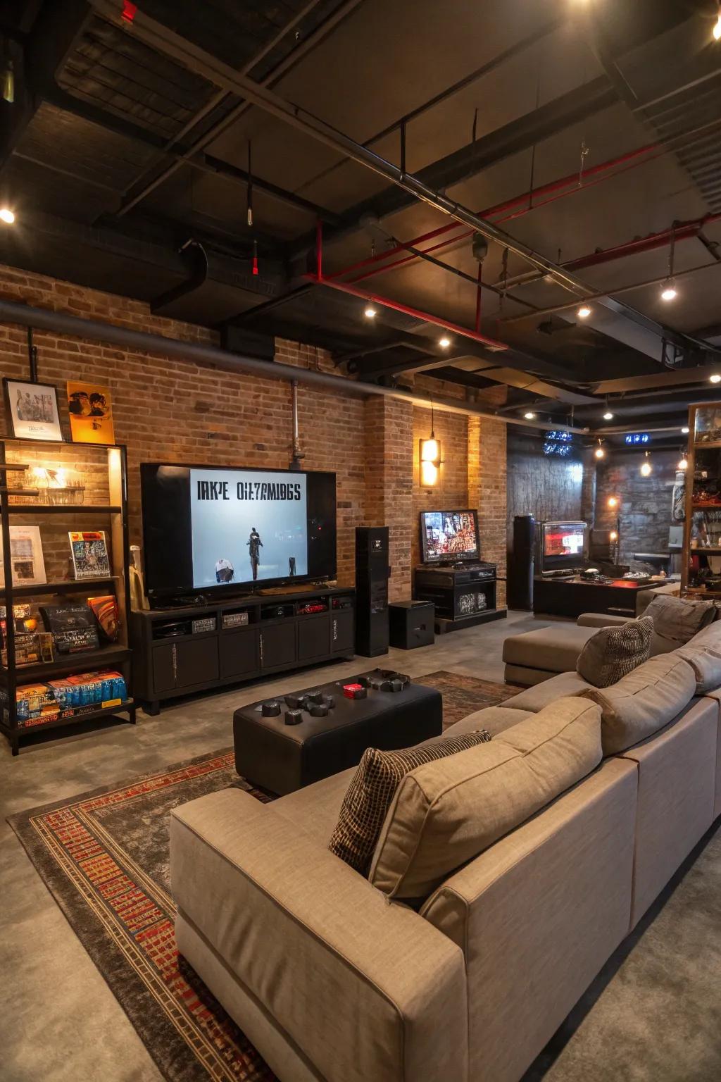 A gaming realm shifts the man cave into a pixel paradise.