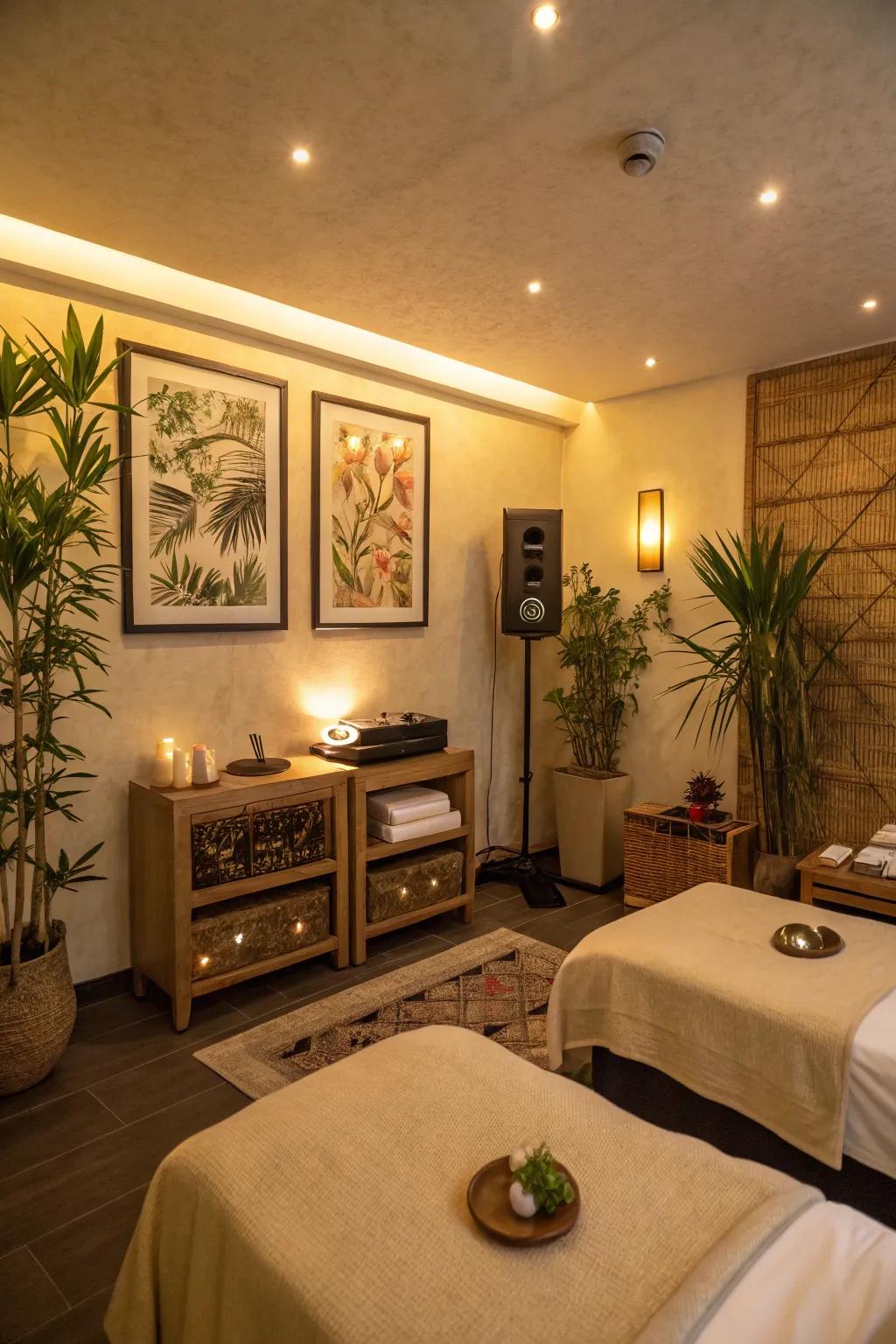 Soundscapes enhance the sensory experience and set the tone.