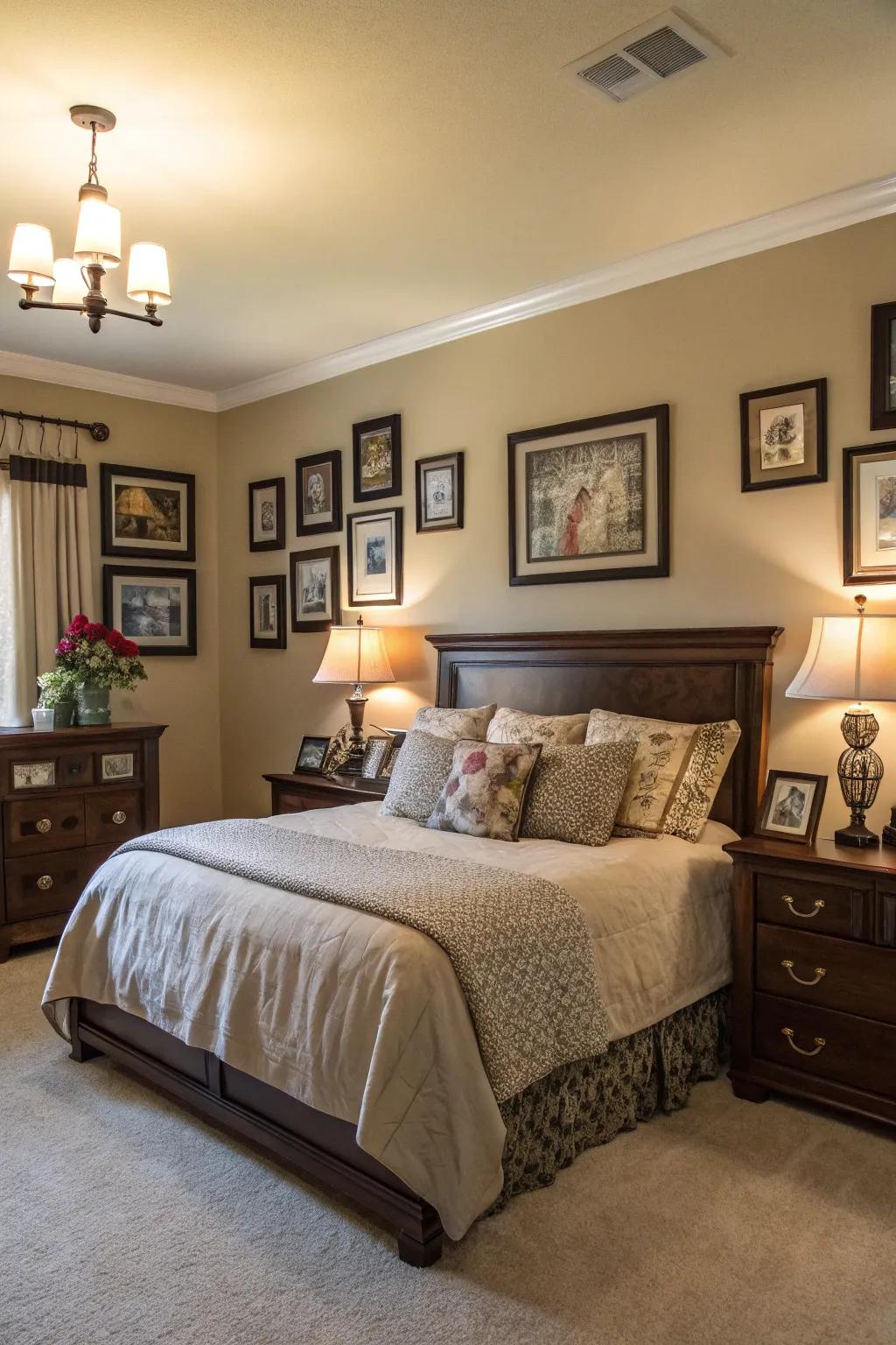 Personal details make the bedroom genuinely yours.