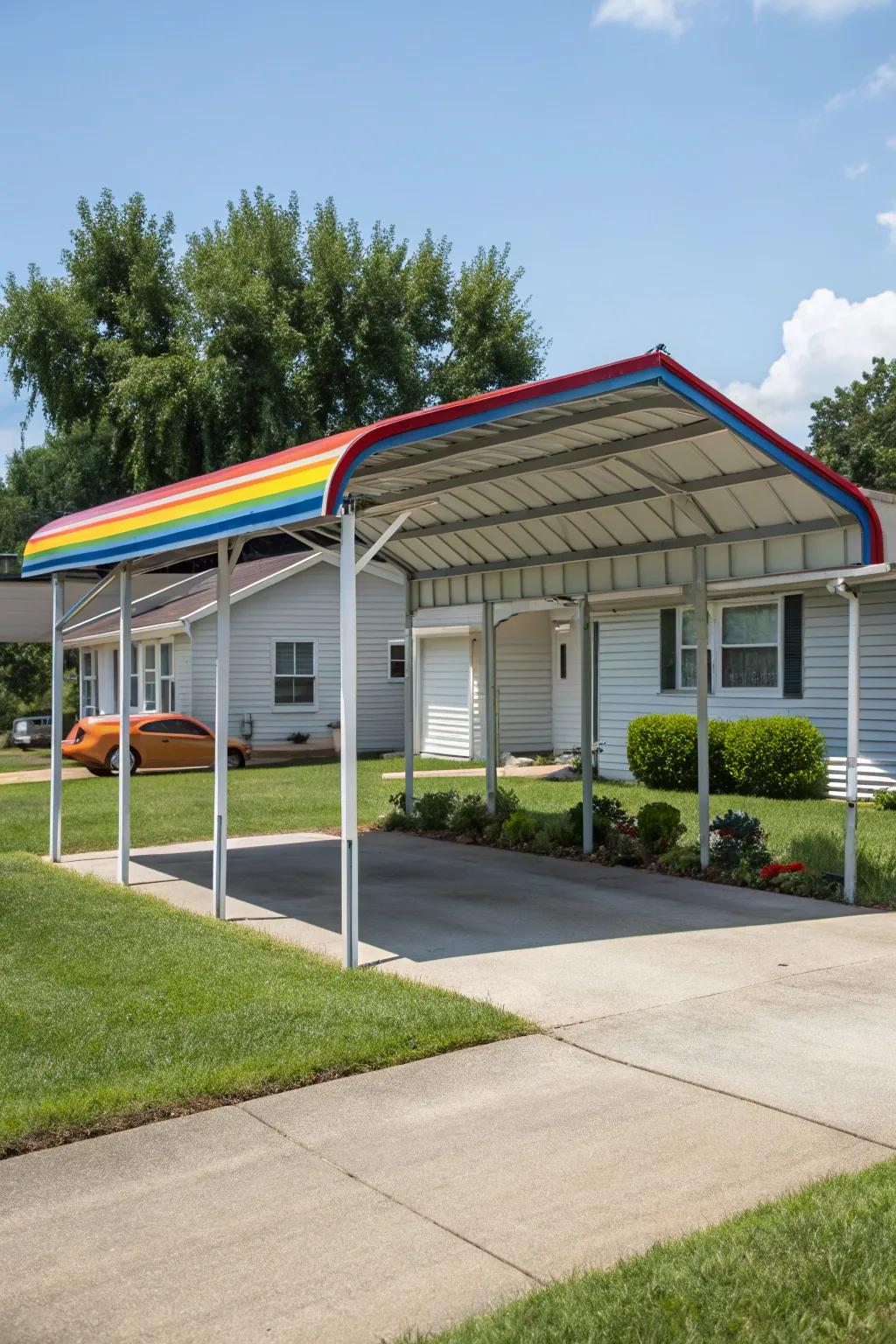 A colorful carport brings personality and style to any home setting.