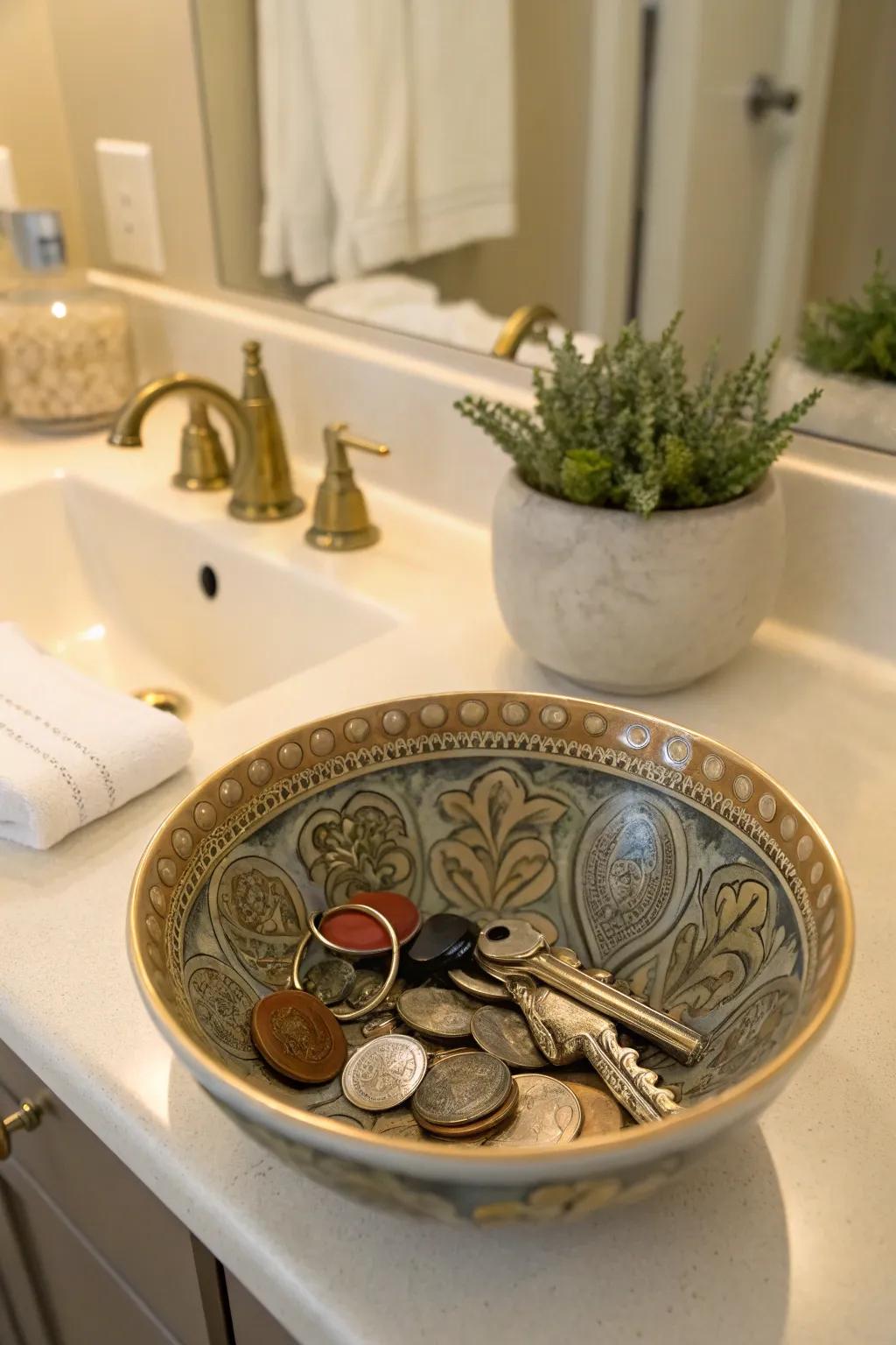 An ornamental dish combines function with style.