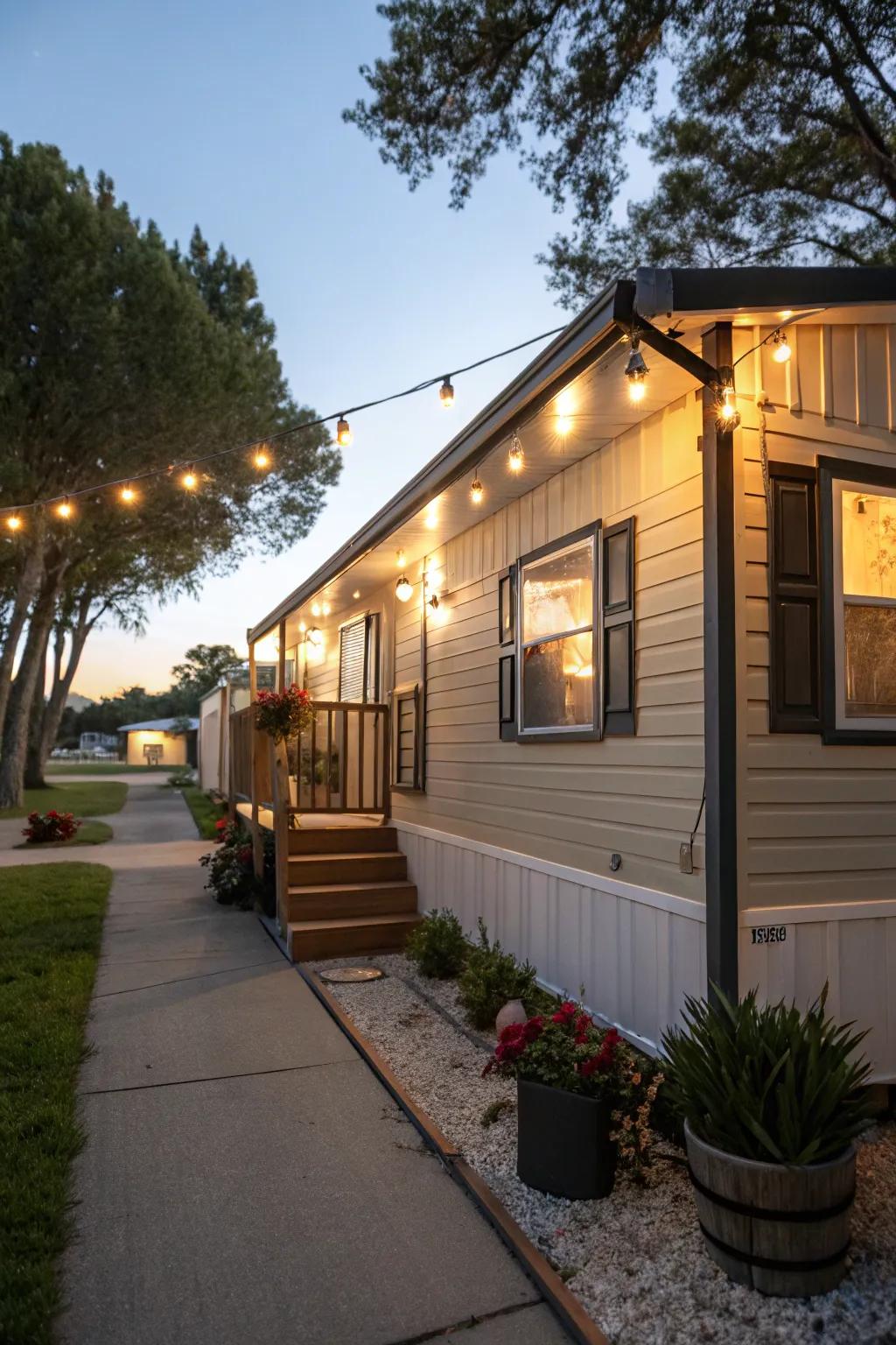 A beautifully lit exterior that enhances curb appeal.