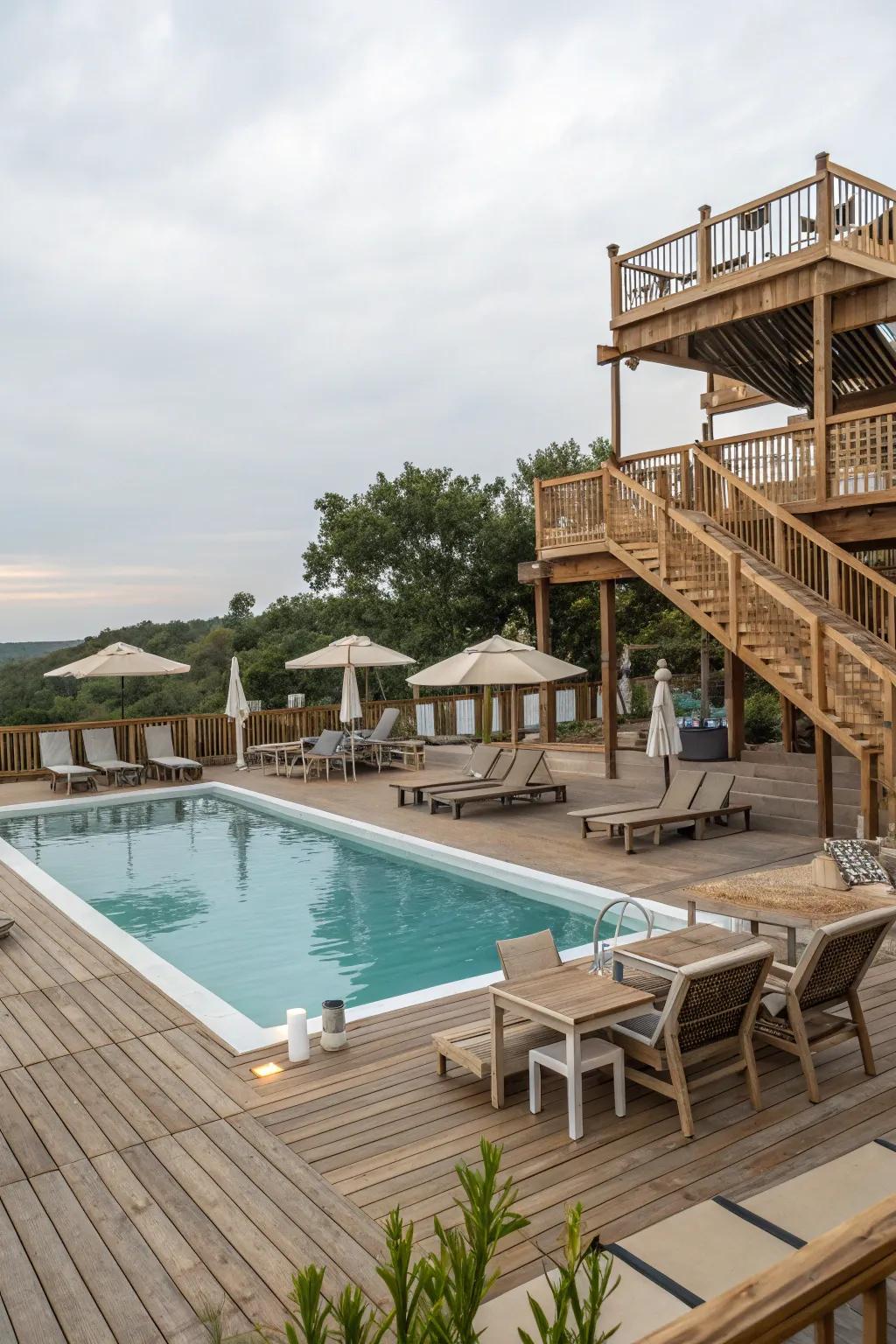 Layered decking offering different functionalities.