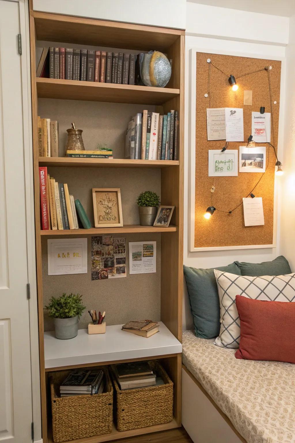 Floating shelf boards enhance space and utility elegantly.