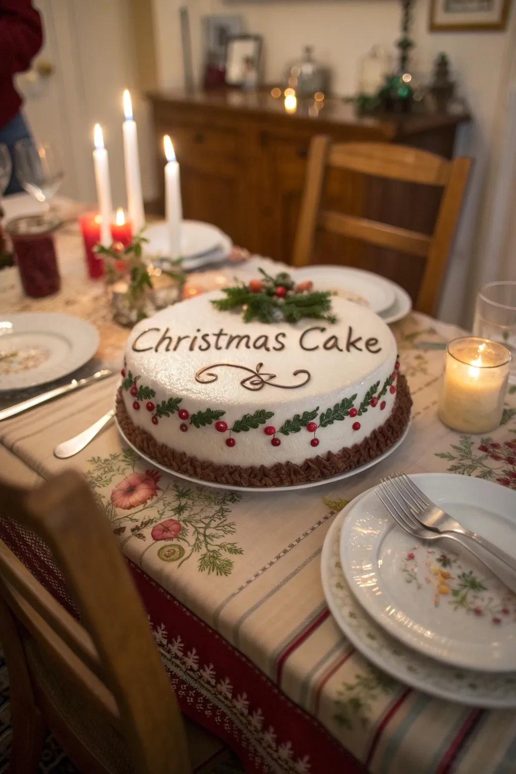 A yuletide cake featuring tailored inscriptions